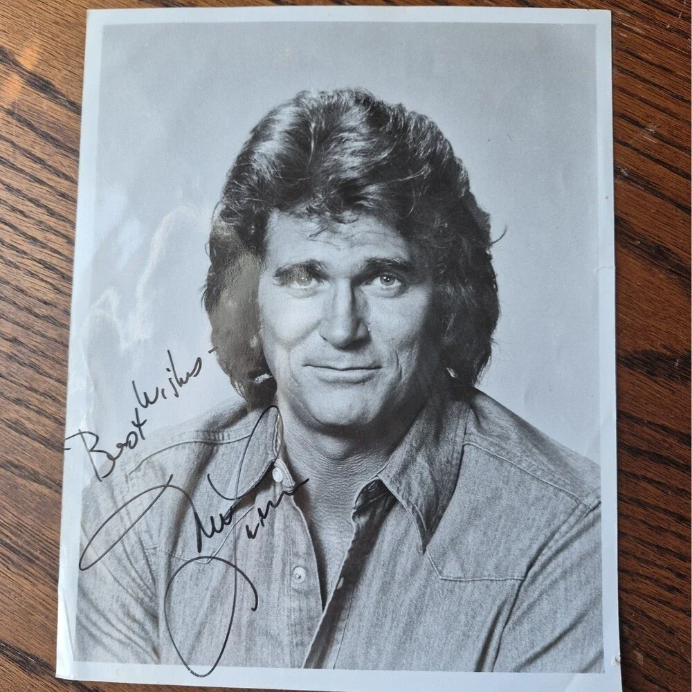 Michael Landon Hand Signed Black and White Photo 8
